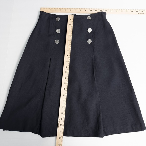 Vintage Pleated Sailor Skirt Nautical Preppy Academia Old Money Black Petite 6 - Picture 5 of 15
